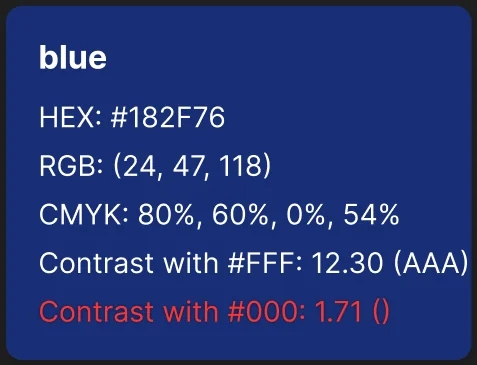 Color Analyzer result card showing pass/fail indicators