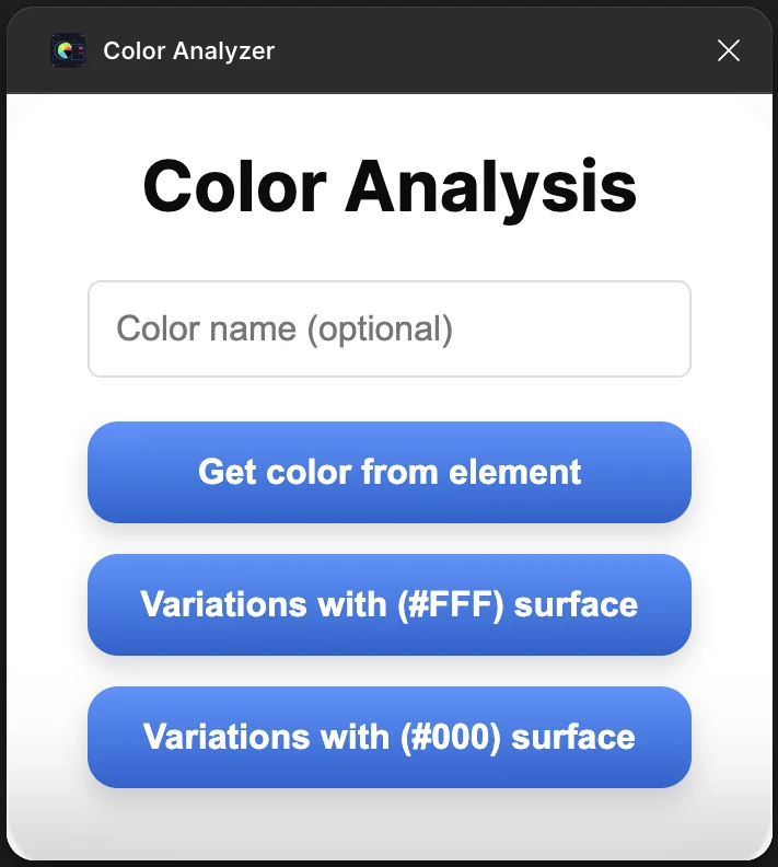 Color Analyzer main plugin UI interface