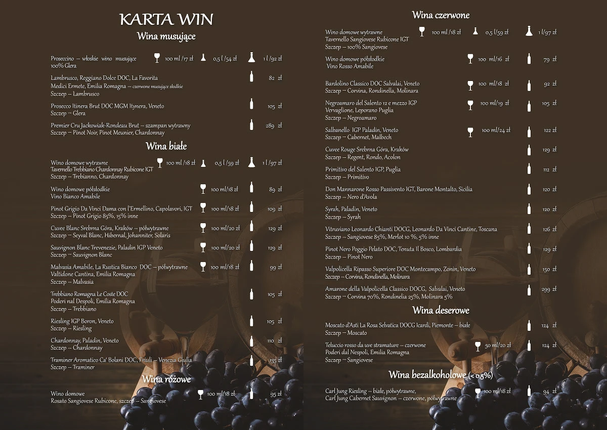 Wine & Cocktail Menu — cover spread